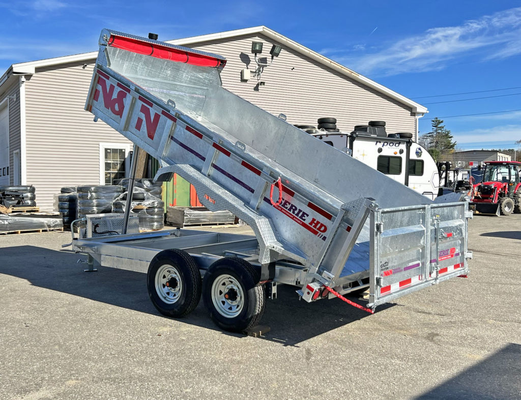 2024 N&N Trailers 7x14 14K Galvanized Hydraulic Dump w/Ramps, 2-Way Spreader Gate, Tarp Kit - Image 2